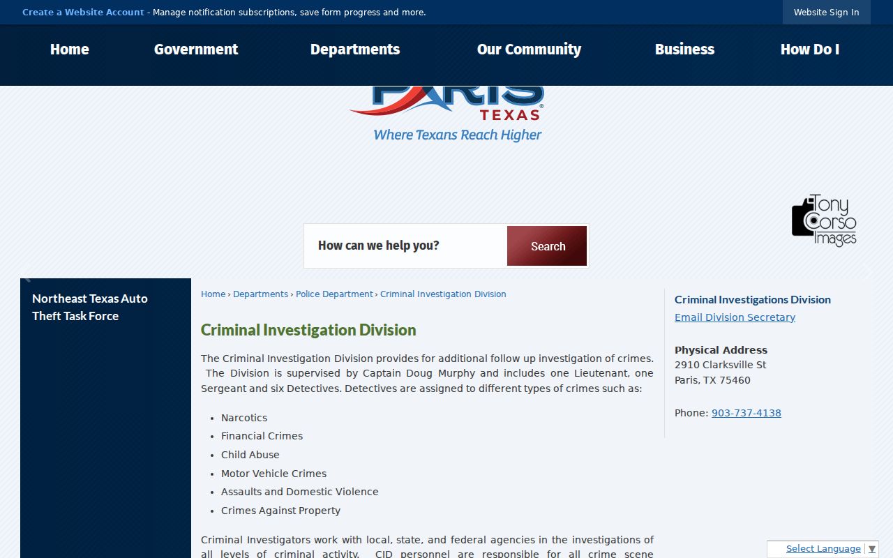 Paris warrant records explanation from the official Paris Police Criminal Investigation Division page