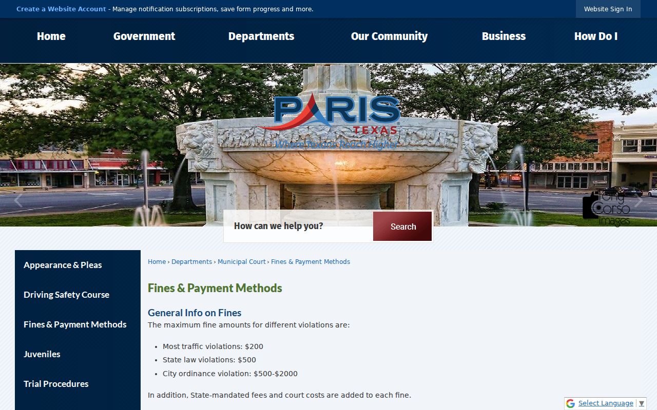 Paris warrant record resolution context from the official municipal court payment page
